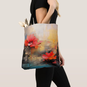 Hidden Beauty – Abstract Floral Modern Art Tote Bag