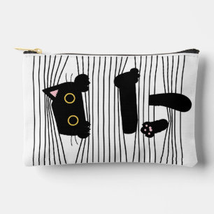 Hidden Black Cat Cute Funny Minimalist Animal Love Accessory Pouch