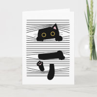 Hidden Black Cat Cute Funny Minimalist Animal Love