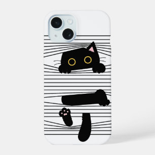 Hidden Black Cat Cute Funny Minimalist Animal Love iPhone 15 Case