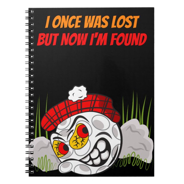 Hidden Cartoon Golf Ball with Funny Quote, Sport Notebook (Front)