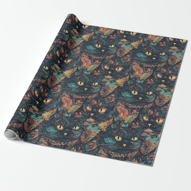 Hidden Cat Pattern Wrapping Paper (Unrolled)