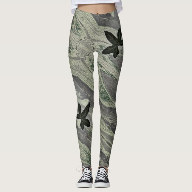 Hidden Delicate Camouflage Ivy River  Leggings (Front)