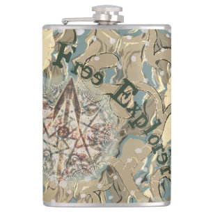 Hidden Delicate Camouflage & Your Text  Hip Flask
