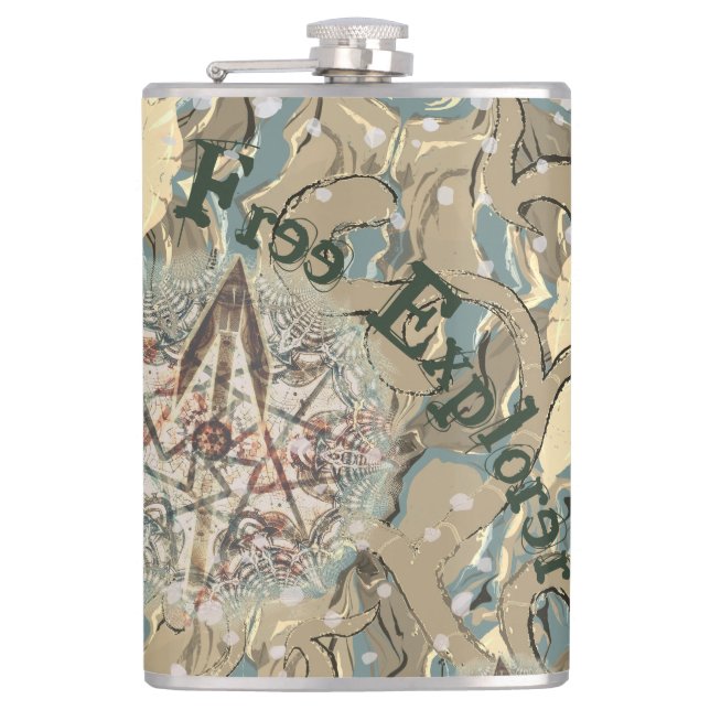 Hidden Delicate Camouflage & Your Text  Hip Flask (Front)