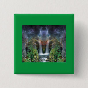 Hidden Faces in Fantasy Waterfalls 15 Cm Square Badge