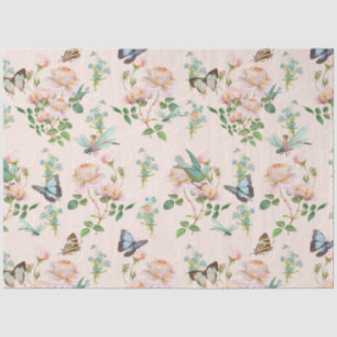Hidden Fairy Blush Pink Floral Dragonfly Butterfly Tissue Paper