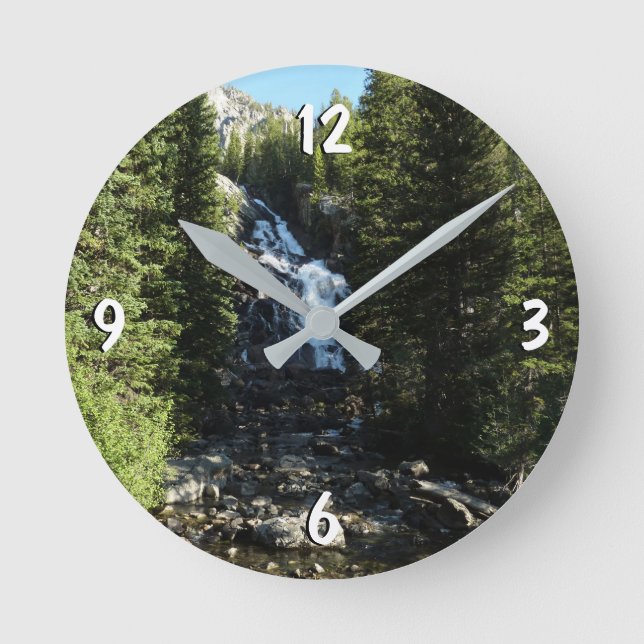 Hidden Falls in Grand Teton National Park Round Clock (Front)