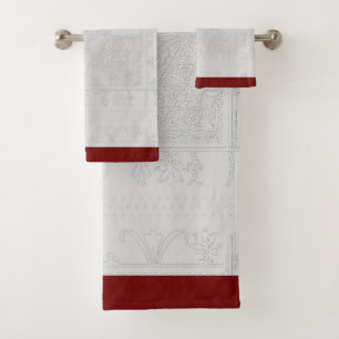 Hidden Floral Wine Trim Bath Towel Set