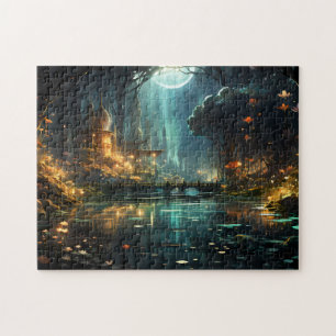 Hidden Forest Temple in the Moonlight Jigsaw Puzzle
