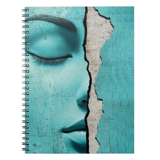 Hidden Girl Behind a Cracked Mint Wall Notebook (Front)