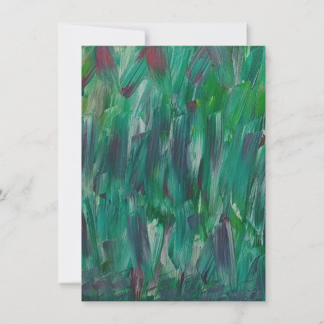 Hidden Green Red White Colorful Abstract Art Card (Front)
