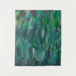 Hidden Green Red White Colorful Abstract Art Tapestry