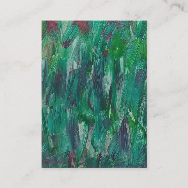 Hidden Green Red White Colourful Abstract Art Calling Card (Front)
