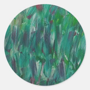 Hidden Green Red White Colourful Abstract Art Classic Round Sticker