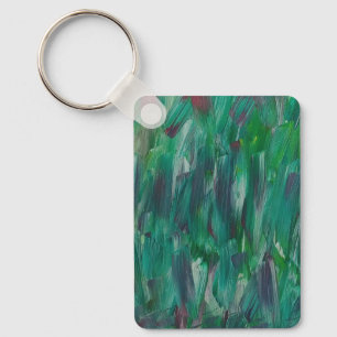 Hidden Green Red White Colourful Abstract Art Key Ring