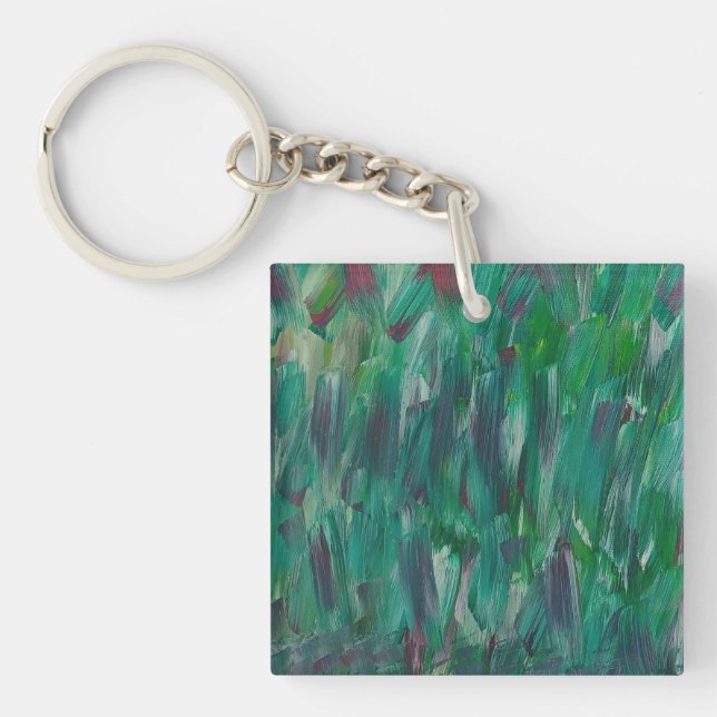 Hidden Green Red White Colourful Abstract Art Key Ring (Front)
