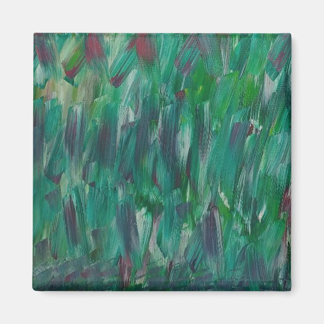Hidden Green Red White Colourful Abstract Art Magnet (Front)