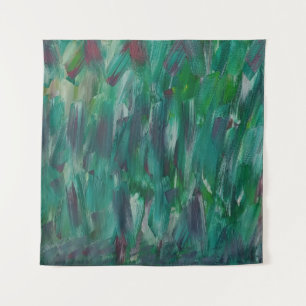 Hidden Green Red White Colourful Abstract Art Tapestry