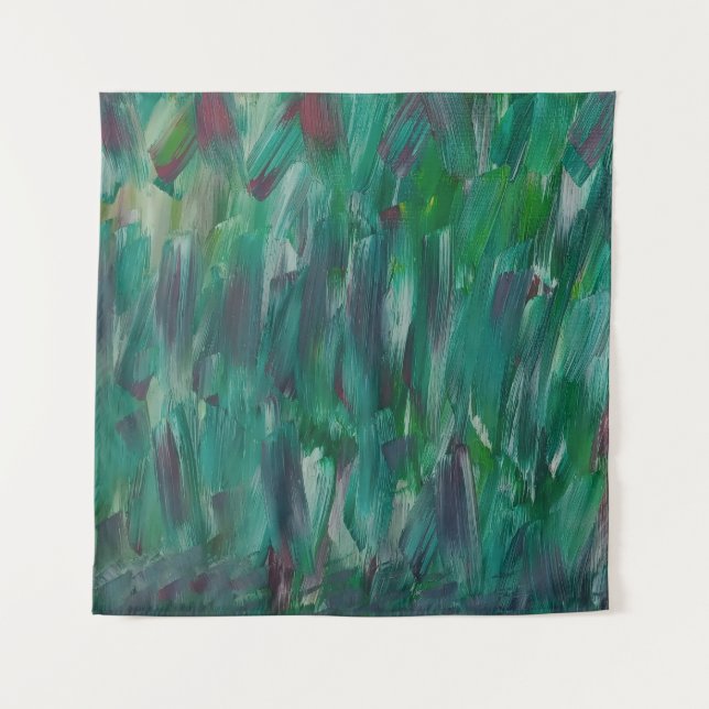 Hidden Green Red White Colourful Abstract Art Tapestry (Front)
