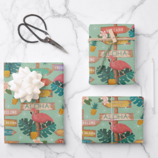 Hidden Hawaii flamingos Wrapping Paper Sheets