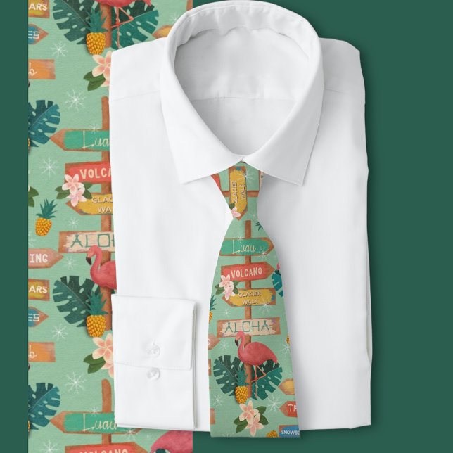Hidden Hawaii Tie (Hawaiian themed tropical tie with a hidden winter twist)