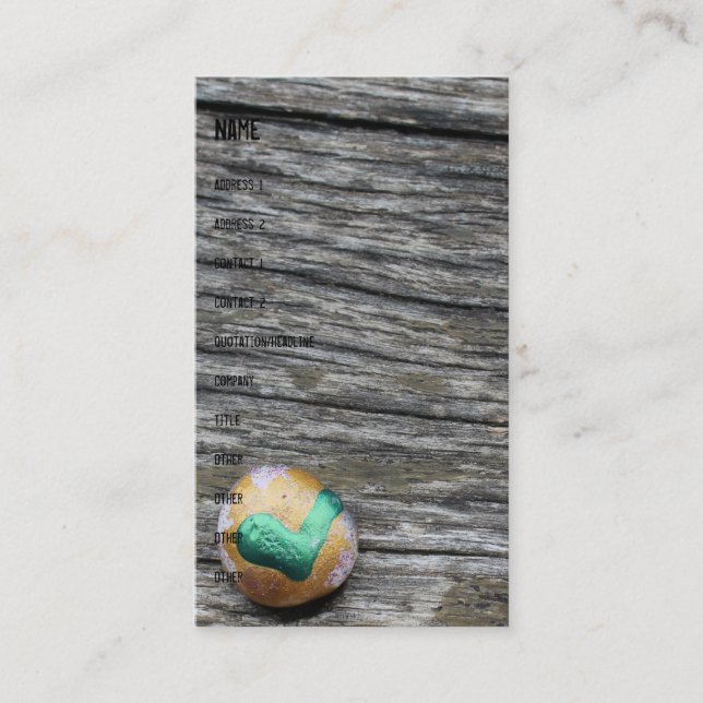 Hidden Heart Rock on Rustic Wood Business Card (Front)