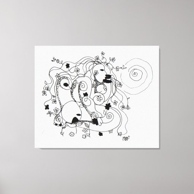 Hidden in the garden. - Ink drawing Canvas Print (Front)