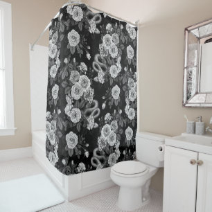 Hidden in the roses 3 shower curtain