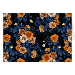 Hidden in the roses, orange and blue