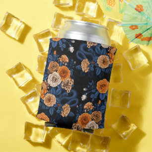 Hidden in the roses, orange and blue can cooler