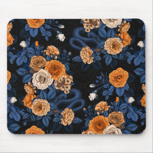 Hidden in the roses, orange and blue mouse pad