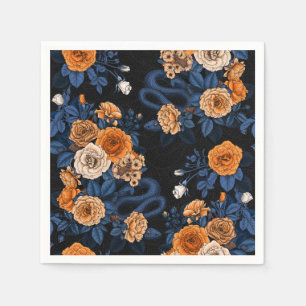 Hidden in the roses, orange and blue napkin