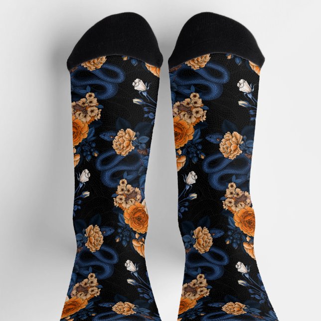Hidden in the roses, orange and blue socks (Top)