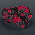 Hidden in the roses tie<br><div class="desc">Rose flowers, mice and snakes hand- painted in Ps and Illustrator, seamless pattern</div>