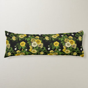Hidden in the roses, yellow and green body cushion