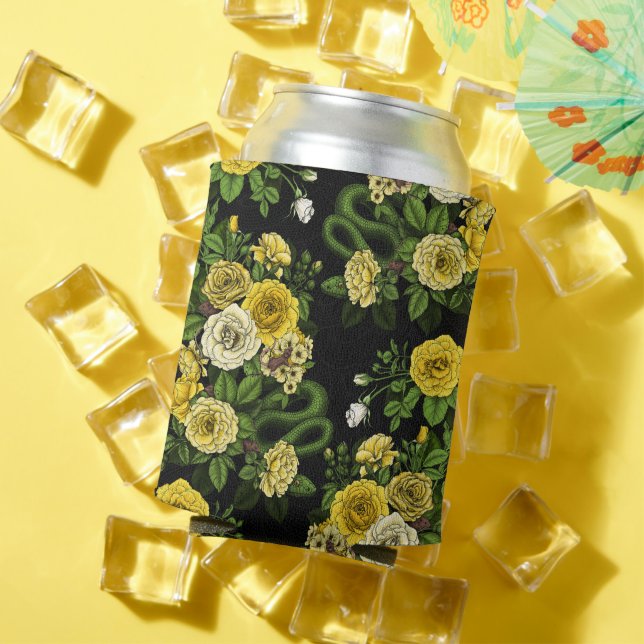 Hidden in the roses,yellow and green can cooler (In Situ Summer)