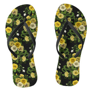 Hidden in the roses, yellow and green jandals