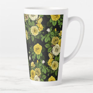 Hidden in the roses, yellow  and green latte mug