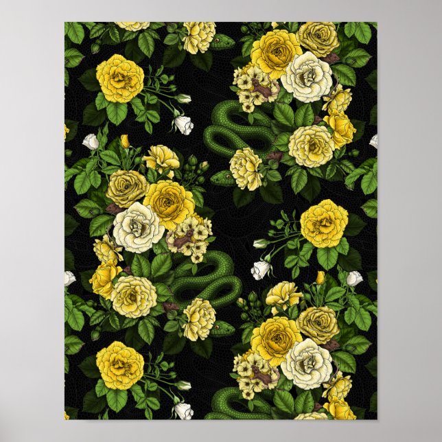 Hidden in the roses, yellow and green poster (Front)