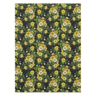 Hidden in the roses,yellow and green tablecloth
