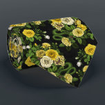 Hidden in the roses,yellow and green tie<br><div class="desc">Rose flowers,  mice and snakes hand- painted in Ps and Illustrator,  seamless pattern</div>