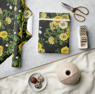 Hidden in the roses, yellow and green wrapping paper