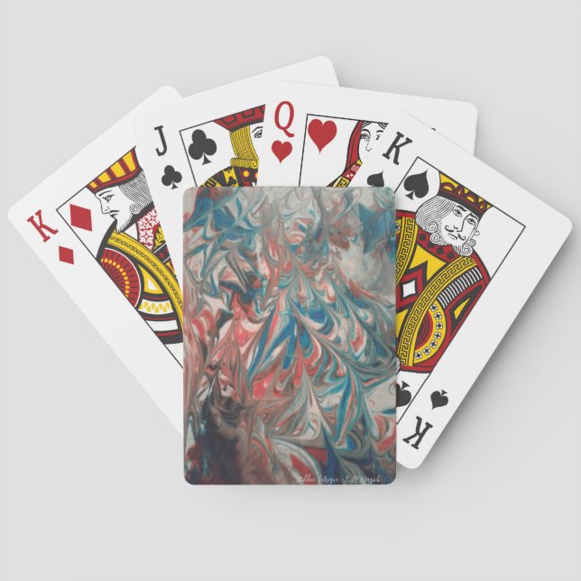Hidden Intrigue Swirling Abstract Painting Poster Playing Cards (Back)
