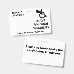 Hidden Invisible Disability Alert Card Custom Ph ID Badge