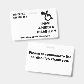 Hidden Invisible Disability Alert Card | Custom Ph ID Badge