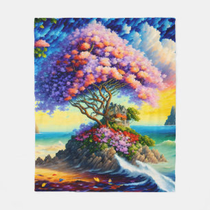 Hidden Island in the Ocean Fleece Blanket