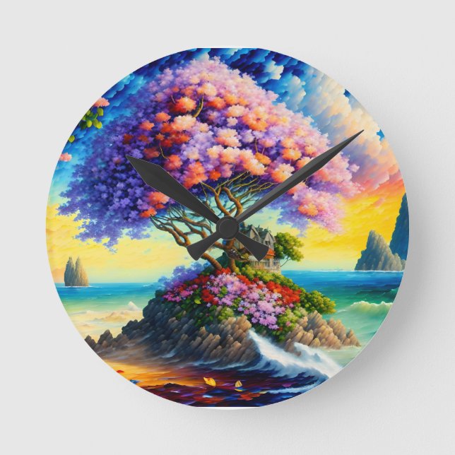 Hidden Island in the Ocean Round Clock (Front)