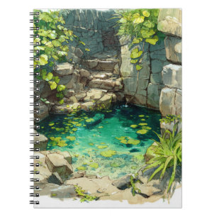 Hidden Jungle Spring Crystal Pool Art Notebook