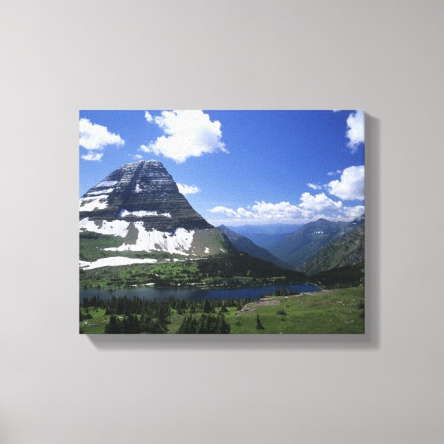 Hidden Lake, alpine meadows, rock strata, and timb Canvas Print (Front)